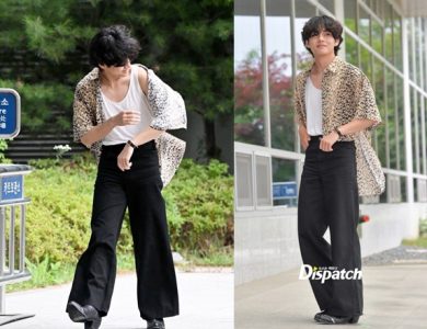 BTS V in Paris looks like a superstar from the past decade with a cool and liberal style