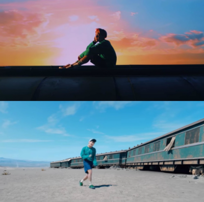 J-Hope sat on the roof of a train in Spring Day, now he stands next to it in Yet To Come